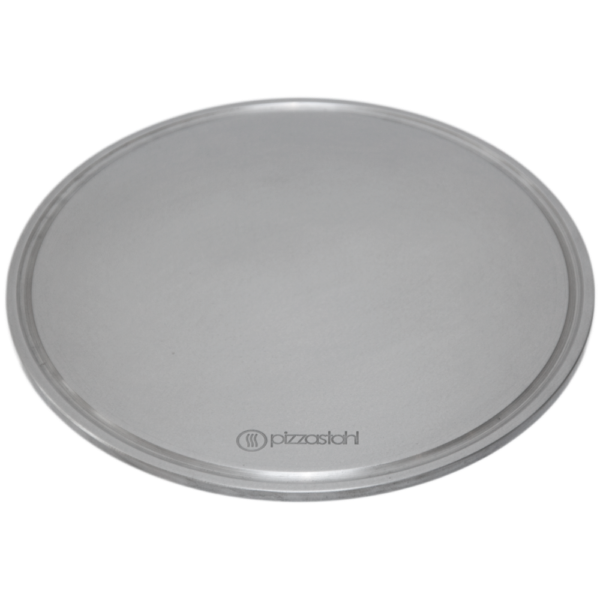 GOURMETRICS Pizzastahl rund (32cm, 8mm) mit Fettrinne
