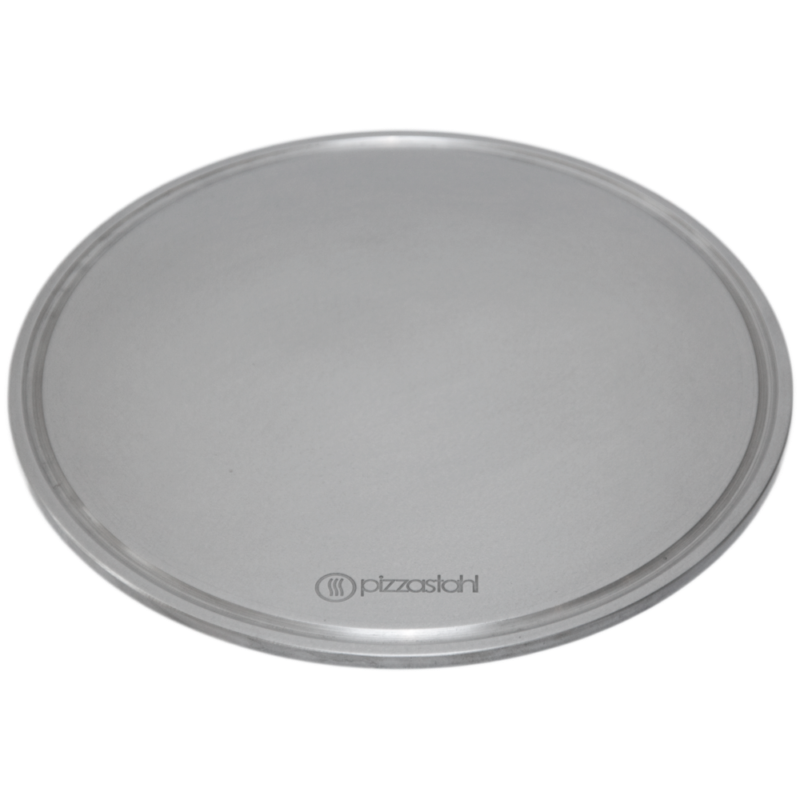 GOURMETRICS Pizzastahl rund (32cm, 8mm) mit Fettrinne