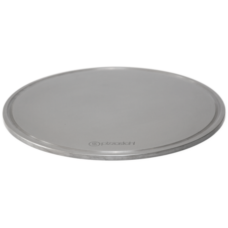 GOURMETRICS Pizzastahl rund (32cm, 8mm) mit Fettrinne – Bild 3