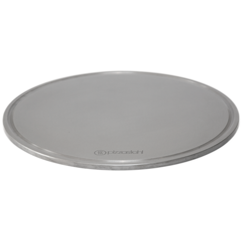 GOURMETRICS Pizzastahl rund (32cm, 8mm) mit Fettrinne – Bild 3