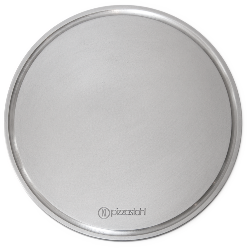 GOURMETRICS Pizzastahl rund (32cm, 8mm) mit Fettrinne – Bild 2