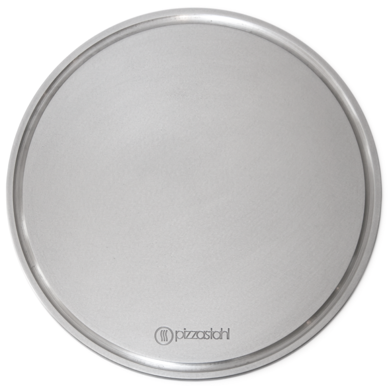 GOURMETRICS Pizzastahl rund (32cm, 8mm) mit Fettrinne – Bild 2